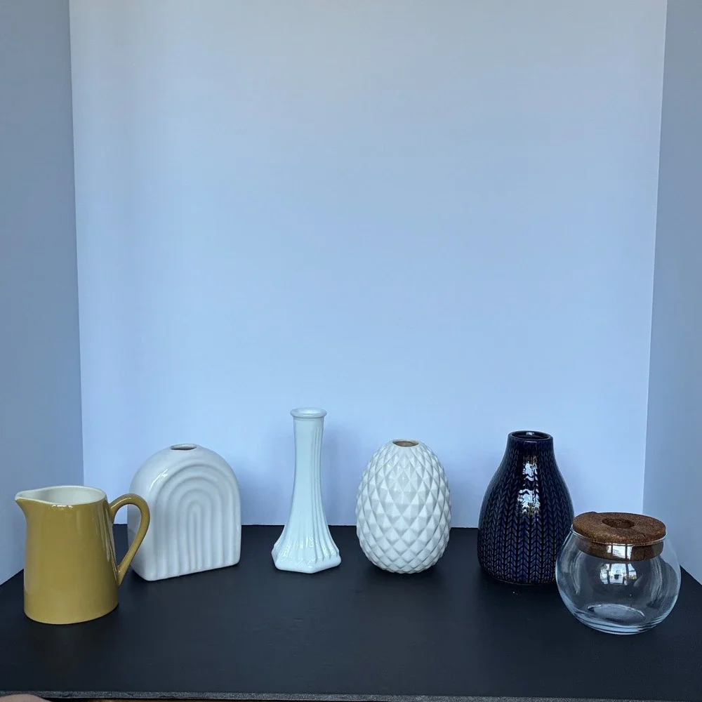 Vase Set Home Decor Ceramic Glass Bud Vases 6pc Lot Boho Chic Farmhouse Eclectic